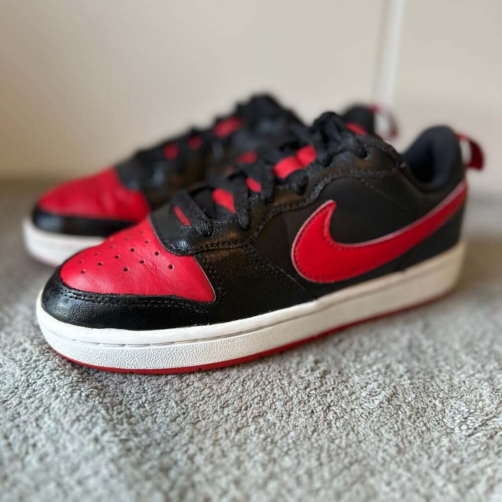 Nike Court Borough Low 2 GS Black University Red Athletic Shoes